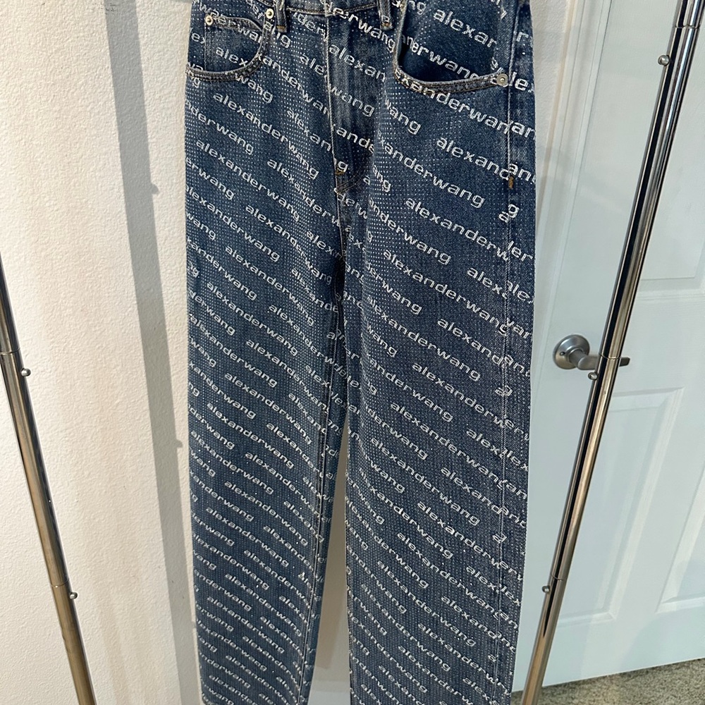 Alexander Wang EZ Mid Rise Relaxed Logo Print Clear Hotfix